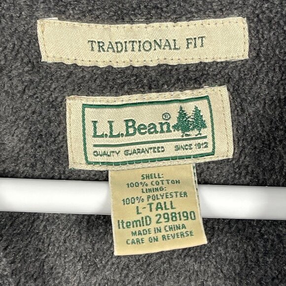 LL Bean Shirt Mens Large Tall Plaid Fleece Lined Flannel Overshirt Shacket Fall - Picture 4 of 8